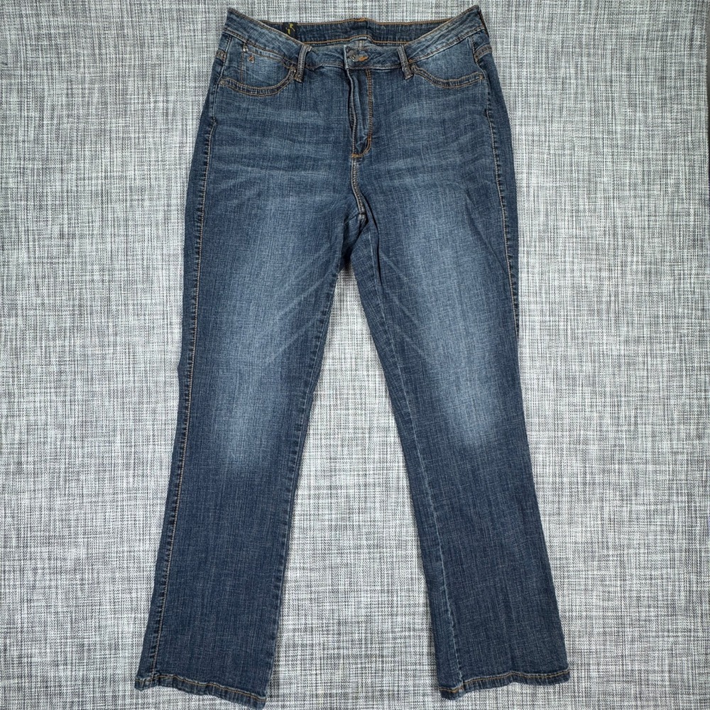Wrangler Aura Women's Jeans Size 16 Tall Blue Bootcut Stretch Embroidered